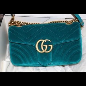 ❌SOLD❌ Teal Velvet Gucci Marmont Bag